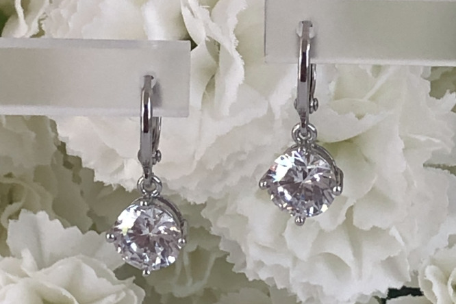 4 Carat Total Round Cut Diamond Dangling Earrings