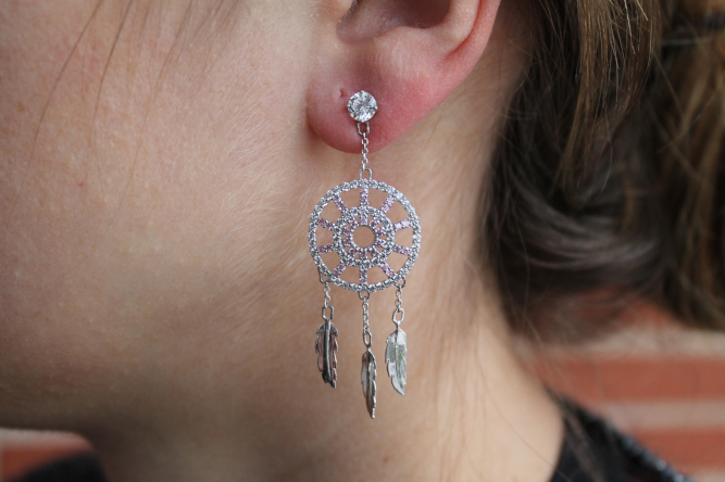 Dangling Diamond And Sapphire Dream Catcher Earrings
